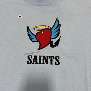 NWT We Are Not Saints Light Blue heart AA NA Drug Alcohol Recovery Tee Shirt